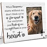 Luodnnla Pet Memorial Gifts for Loss of Pet, Right Here In Your Heart, Cat Dog Memorial Wooden Picture Frame Sympathy Gifts, Fits 4x6 Photo Frame