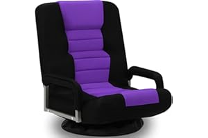 ACIPENSER Swivel Gaming Chair Multipurpose Floor Gaming Chair for Playing Video Games, TV, Reading w/Armrest Lumbar Support & 6 Adjustable Postion Backrest for Adults & Kids,Purple