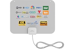 Mohu Leaf – New Look, Warm Grey Design – Ultra-Thin Indoor TV Antenna, UHF VHF, 40-Mile Range, Multi-Directional, 4K UHD, NEXTGEN TV - w/ 12 ft. Cable