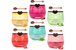 MINFEI 6Pcs Bee Lip Balm Honey Pot,Lip Sleeping Mask Hydrating Prevention Dry and Cracked Lip Scrubs Exfoliator Lip Care,Lip Mask Overnight Reduces Lip Lines