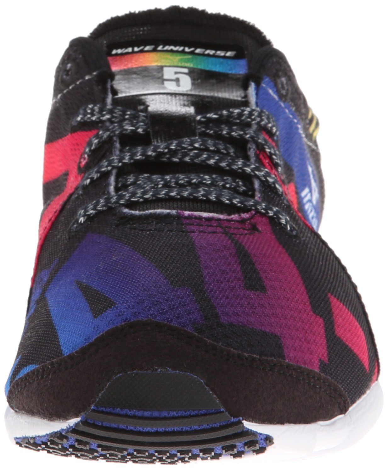 Mizuno Women's Wave Universe 5 Running Shoe,Black/White/Rainbow,8 B US on