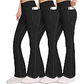AENLLEY Girls Stretchy Flare Yoga Pants with Pockets - High Waisted Wide Leg Activewear Leggings for Kids