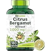 tnvitamins Citrus Bergamot 2000mg - 180 Capsules | Ultra Potent Citrus Bergamot Supplement 2000 mg Per 1 Capsule Serving | 6 Month Supply! | Non-GMO | Made in The USA!