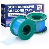 FRESINIDER Hypoallergenic Silicone Tape 1" x1.5 Yard Sensitive Skin 2 Rolls | Waterproof &amp; Breathable Tape for Skin, Blue Gentle Removal Medical Tape, Pre-Cut, Wound Care &amp; First Aid Use