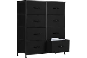Sweetcrispy Dresser, Dresser for Bedroom Drawer Organizer Storage Drawers, Fabric Storage Tower with 8 Drawers, Chest of Drawers with Steel Frame, Wood Top for Nursery, Living Room, Closet