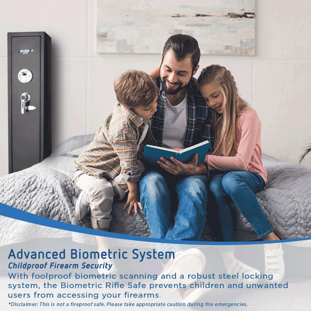 Barska Quick and Easy Access Biometric Rifles, Firearms and Long Guns Safe for Home, Removable Shelf, Optional Silent Mode, 1.83 Cubic Ft, Up to 4 Rifles without Any Accessories : Gun Safes : Sports & Outdoors