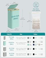 SONGMICS 90L Laundry Basket with Lid Mint Green 42x32x70.5 cm view 6