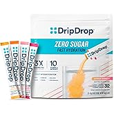 DripDrop Hydration Sugar Free Electrolyte Packets, Variety Pack, 32 Count | Cherry Limeade, Citrus, Orange, &amp; Strawberry Lemonade; Zero Sugar Single Serve Powder Drink Mix; 3X Electrolytes, Vitamin C