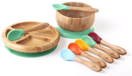 Organic Bamboo Stay Put Suction Baby Dishware