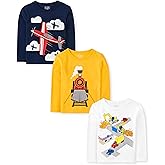The Children's Place Baby-Boys and Toddler Dino,Animals,Sharks Long Sleeve Graphic T-Shirts,3 Pack