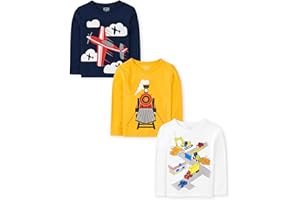 The Children's Place Baby-Boys and Toddler Dino,Animals,Sharks Long Sleeve Graphic T-Shirts,3 Pack