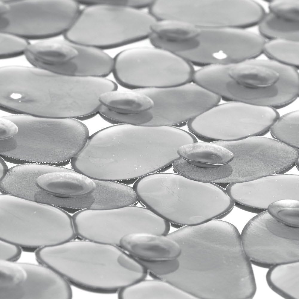 Shelling Home 16 W x 35 L Inches Shower Mat,Anti-Slip Anti-Bacterial Stone Bath Mat,Slip-Resistant Shower Mat (Grey)