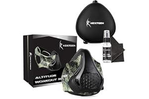NEXTGEN Workout Mask High Altitude Cardio Breathing & Respiratory Strength Trainer 24 Oxygen Deprivation Levels, 8 Replaceable Carbon Filters Sport Elevation Vented Respirator for Athletes
