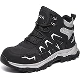 Steel Toe Work Boots for Men - Wide Toe Lightweight Breathable Safety Boots, Slip-Resistant Durable Work Shoes with All-Day Comfort for Construction & Warehouse