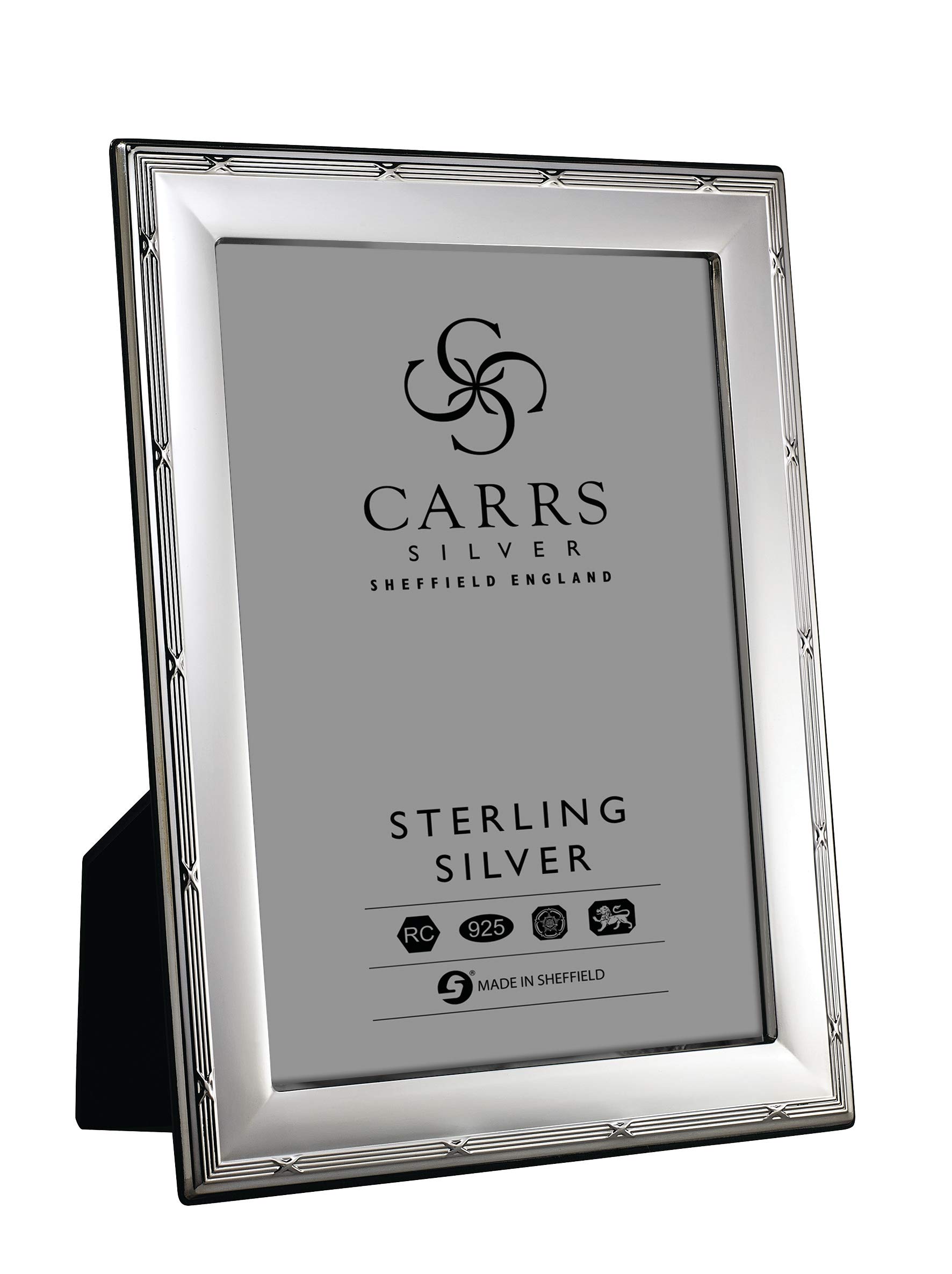 Carrs Reed & Ribbon Sterling Silver Photo Frame with Black Wood Back 7" x 5"