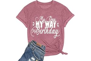 Happy Birthday Shirts for Women Letter Print Graphic Tees Girl T Shirt Cute Funny Saying Short Sleeve Tops
