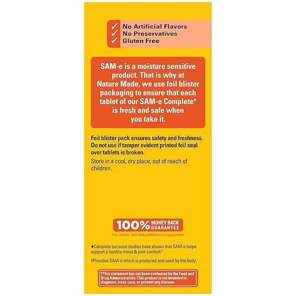 NATURE MADE SAM-E 200 MG COMPLETE, DIETARY SUPPLEMENT FOR MOOD SUPPORT, 60 TABLETS, 30 DAY SUPPLY