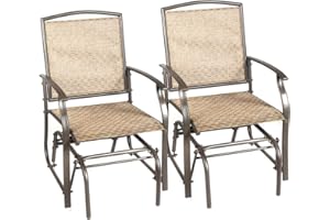 Tangkula Patio Glider, Outdoor Glider Bench Chair with Steel Frame, Outside Porch Rocking Glider for Garden, Backyard, Poolsi