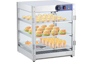 20" Commercial 3-Tier Food Warmer Display Case, Electric Countertop Heated Pastry & Bakery Showcase with Adjustable Shelves, 