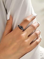 Couple Black Claddagh Rings Irish Love Jewelry for