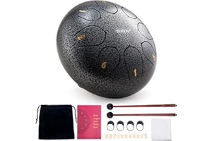 VixxNoxx Rain Drum for Outside Garden, 6 Inches 8 Notes Steel Tongue Drum Handpan Percussion Instrument for Yoga Meditation & Sound Therapy, Adult Gift with Bag, Mallets & Songbook (Silver Grey)