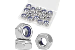 MROMAX 15Pcs M10 x 1.5mm Lock Nuts Nylon Insert Hex Locknuts Self-Lock Nylock Nut 304 Stainless Steel 18-8 DIN985 Hex Drive Plain Finish for Industrial Construction Fasteners