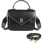 MoreFarther Genuine Leather Crossbody Bags for Women Lightweight Handbag Commuter Travel Purse with Adjustable Dual Strap
