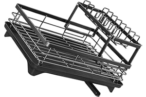 Carton Steel Dish Rack with Protective Coating and Moveable Drainage Outlet for Modern Kitchen Use Dish Drainer Kitchen Sink 