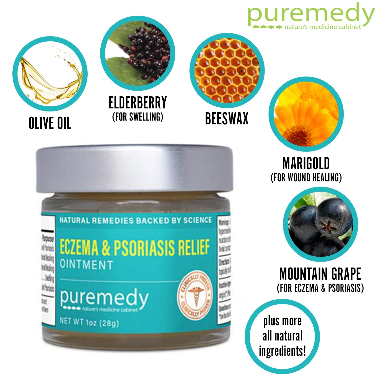Puremedy Eczema & Psoriasis Relief Ointment Homeopathic All Natural Salve Soothes and Relives Symptoms of Dry Itchy Flaky Scratchy or Weepy Skin - 2 oz Jar