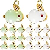 Joez Wonderful 20Pcs Jade Rabbit Charm Pendants for Jewelry Making, Bunny Beads Pendants Jewelry Charms for Earring Necklace Bracelet DIY Handmade Keychain Craft Accessories Easter Day Gifts