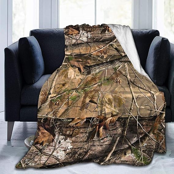 Hunting Camo Fleece Blanket Throw Lightweight Blanket Super Soft Cozy