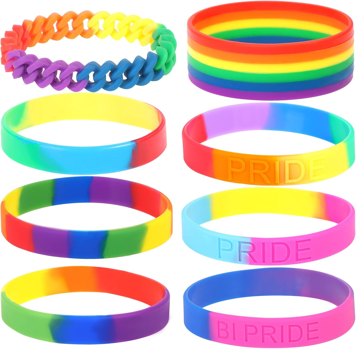 8 PCS Rainbow Silicone Bracelet Pride Bracelet Rainbow LGBT