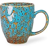 YINUOWEI Durable 16 oz Ceramic Blue Coffee Mug, Large Coffee Cup with Ergonomic Handle, Ideal Tea Mug for Home, Office, Gift, Dishwasher & Microwave Safe (coffee, Tea, Hot Cocoa, Latte Cup)