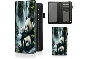BEOTIWAD Checkbook Cover Cute Panda Pattern Premium Leather Check Book Holder Wallet with RFID Blocking Function for Men and Women