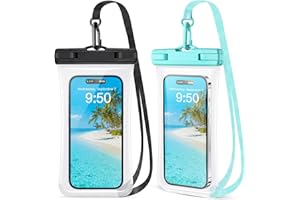 PEDVSTY 2 Pack Waterproof Phone Pouch [ 3D Clear Soft Edges]- Waterproof Phone Case for iPhone 15 14 13 Pro Max Plus Galaxy Pixel Up to 7.2" - Underwater Dry Bag for Beach Cruise Vacation - Black & Green