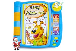 BOXIKI KIDS Talking Activity Book for 2 Years Old & Up - Sound Book with 5 Learning Activities Including Letters, Numbers, Quiz Game & Memory Match - Interactive Books for Babies with Fun Sound and Melodies