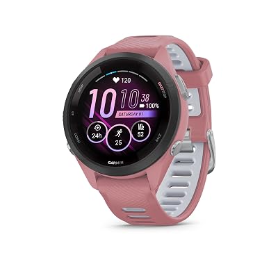 Garmin Forerunner 265S Running Smartwatch, Colorful AMOLED Display, Training Metrics and Recovery Insights, Light Pink and Powder Gray