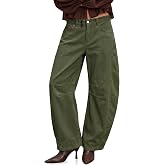 Cicy Bell Womens Corduroy Barrel Pants Baggy High Waisted Wide Leg Trousers | Elastic Waist, Trendy Casual, Loose Fit, Lounge