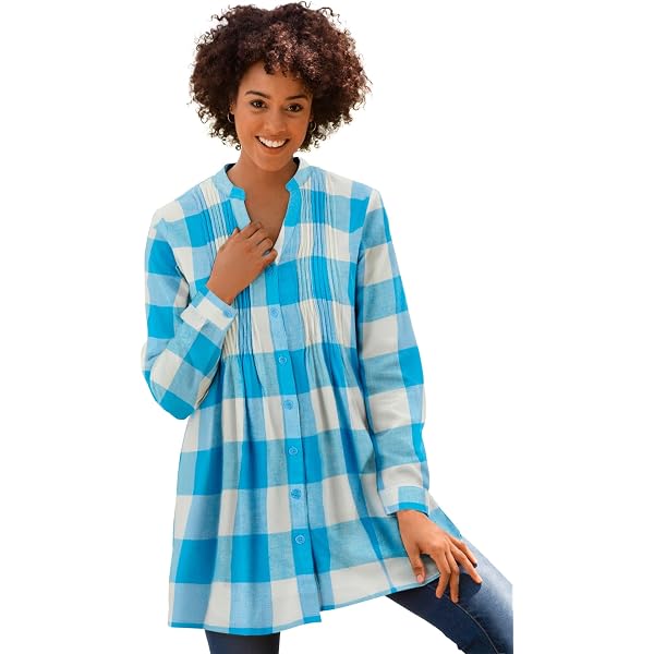 CARCOS Women's Plus Size Striped Henley Top - Long Sleeve, Loose Fit, 95% Polyester 5% Spandex - View #4