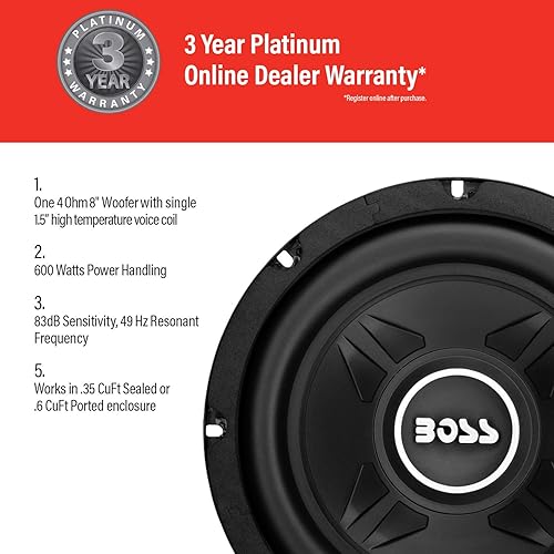 BOSS Audio Systems CXX8 8 Inch Car Subwoofer - 600 Watts Maximum
