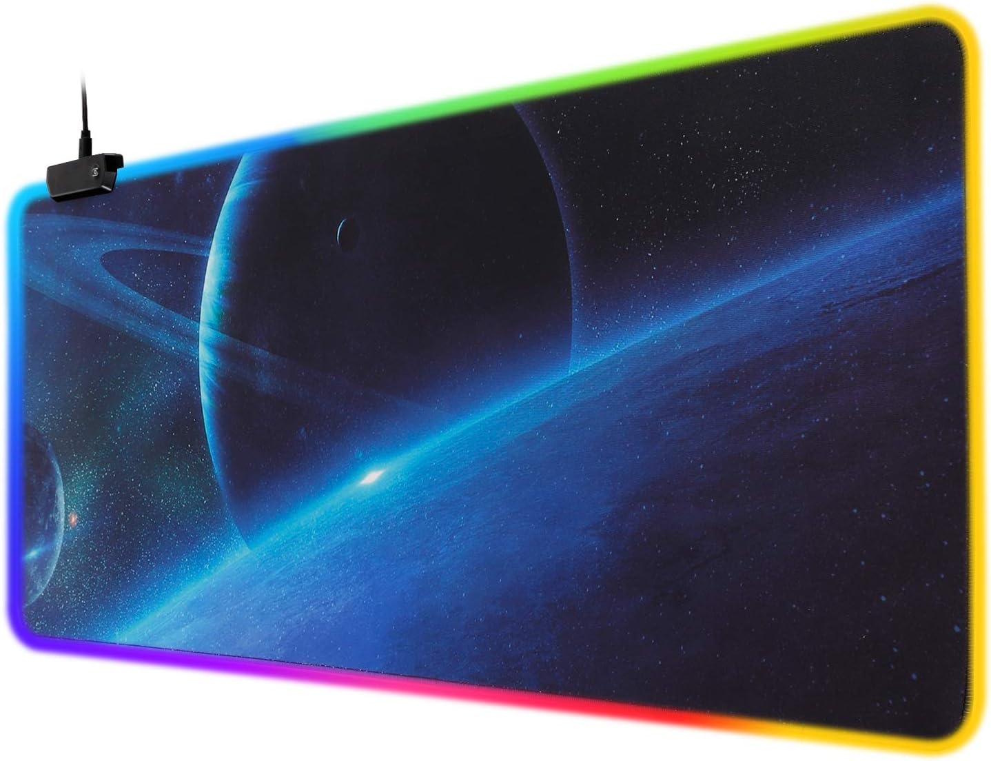 XYK XXL Large Extended RGB Gaming Mouse Pad with 12 Lighting Modes, Durable Stitched Edges and Non-Slip Rubber Base LED Computer Mouse Mat for Working, Gaming, Office, 31 5x11.8 in