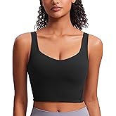 CRZ YOGA Softness Mold Butterluxe Longline Sports Bras for Women - Molded Cup V Neck Yoga Clothes Workout Crop Tank Top
