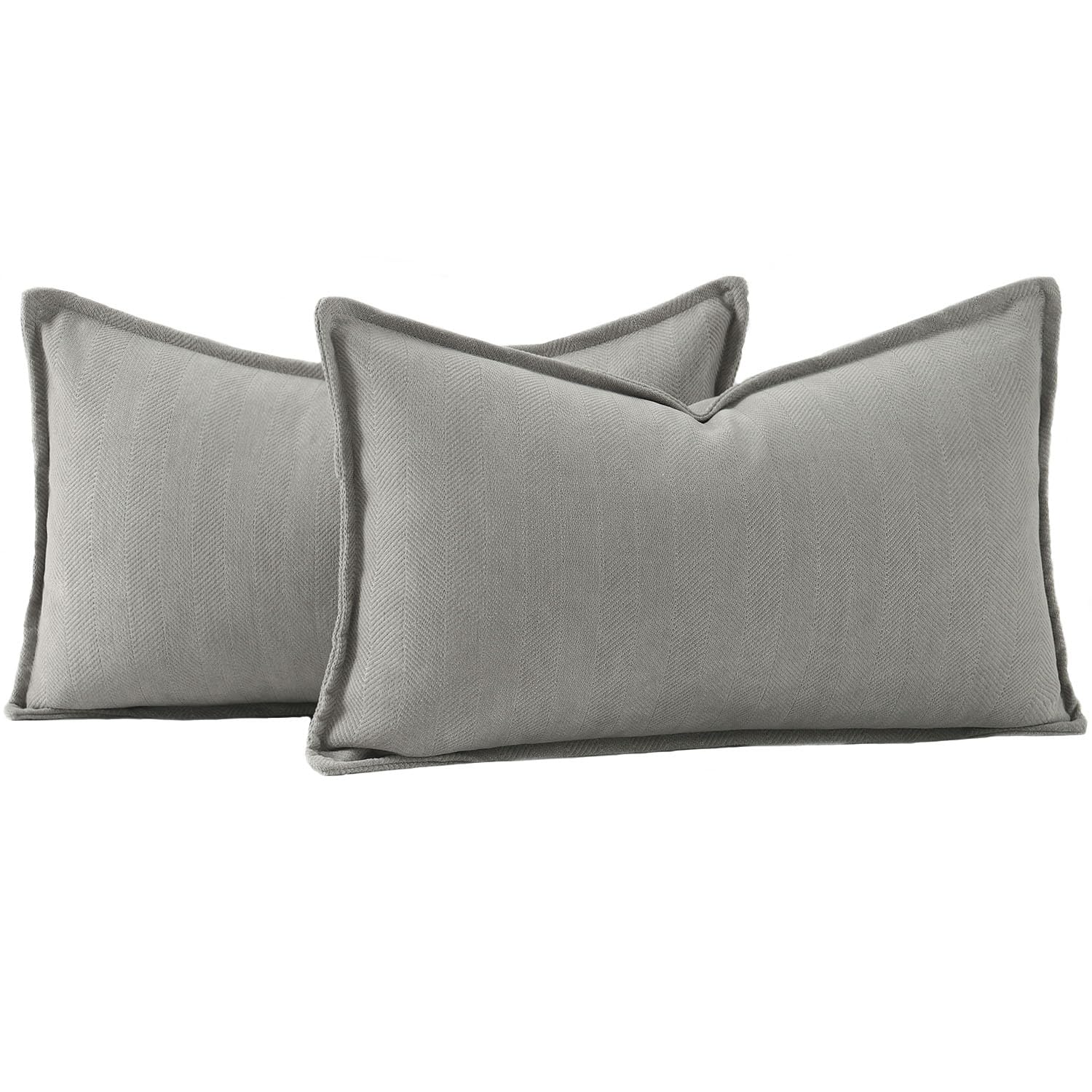 Madizz Textured Chenille Cushion Covers Set of 2 Super Soft Decorative Throw Pillow Covers Boho Pillowcases Modern Home Decor for Sofa Bedroom 12x20 inch, 30x50 cm, Grey