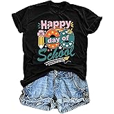 VVNTY 100 Days of Loving School Shirt Women Kindergarten Teacher Tees 100th Day of School Teacher T Shirt