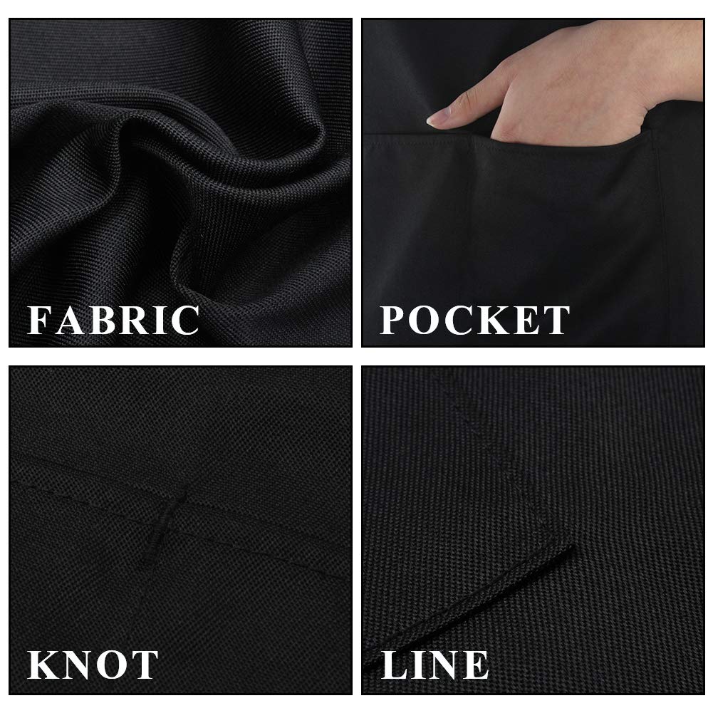 Jespekerere Apron with Pockets Black Cooking Bib Apron for Chefs Men Women on Kitchen Studio Restaurant 1 PCS 60x70CM (23.6 x 27.6 inch)