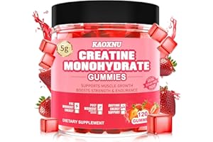 KAOXNU Creatine Monohydrate Gummies for Men & Women 120 CT - 5600mg of Creatine Monohydrate per Serving - Sugar Free Chewable Creatine for Muscle Strength, Energy Boost, Muscle Builder (Strawberry Flavor)