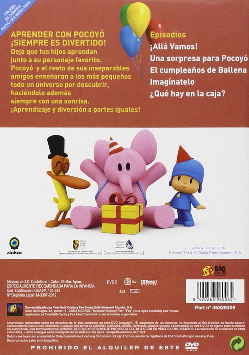 Pocoyo Y Sus Amigos: Fiesta [DVD]: Amazon.es: Personajes Animados, David Cantolla, Luis Gallego, Guillermo Garcia, Personajes Animados: Cine y Series TV