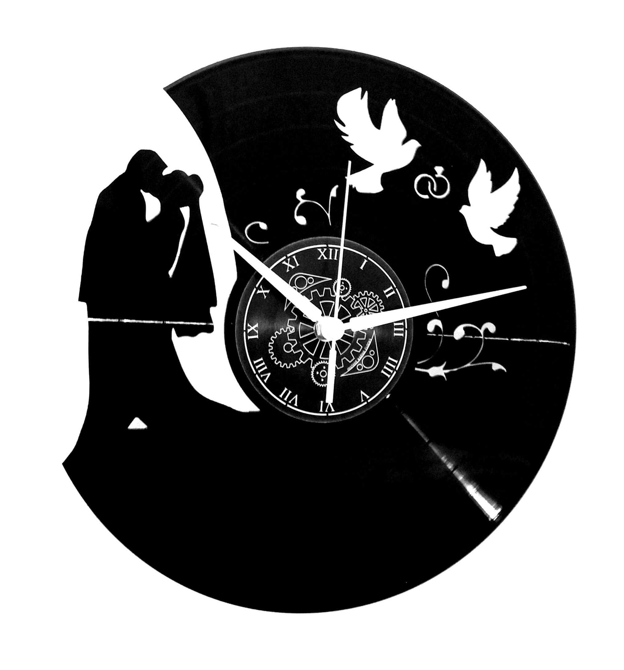 Instant Karma Clocks | Wedding Couple Wall Clock – Silent No-Ticking | Perfect for Bedroom, Office, Studio, Kitchen, Living Room | Modern Design Unique Decoration