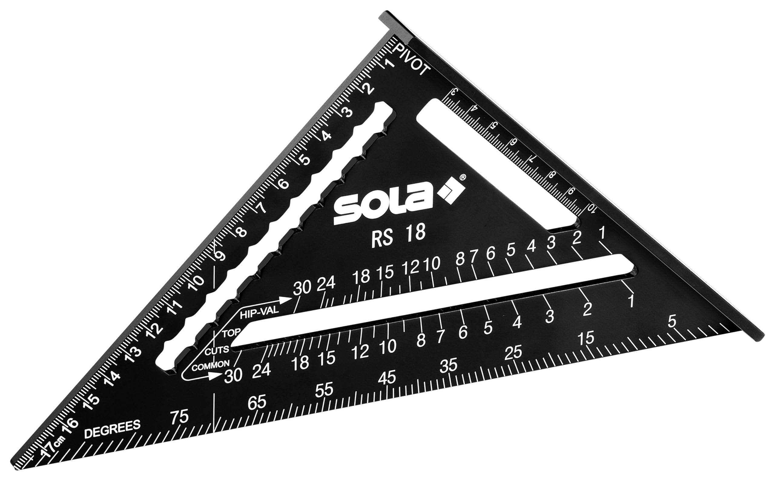 SOLA - RS 18-5in1 Carpenter's Square - Try Square 18 cm - Robust Aluminium Carpenter's Square with Metric Scale - Multifunctional Angle: Ruler, Try Square, Mitre Square, Protractor