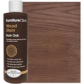 Furniture Clinic Wood Stain, Water-Based &amp; Fast Drying, Dark Oak | 8.5 oz bottle of low odor &amp; non-toxic formula with natural matte finish. Restores indoor and outdoor cabinets, furniture.